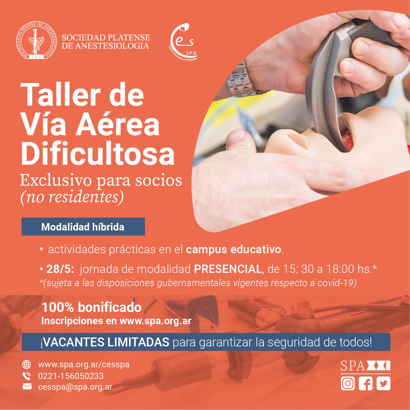 Taller de Vía Aérea Dificultosa para socios SPA