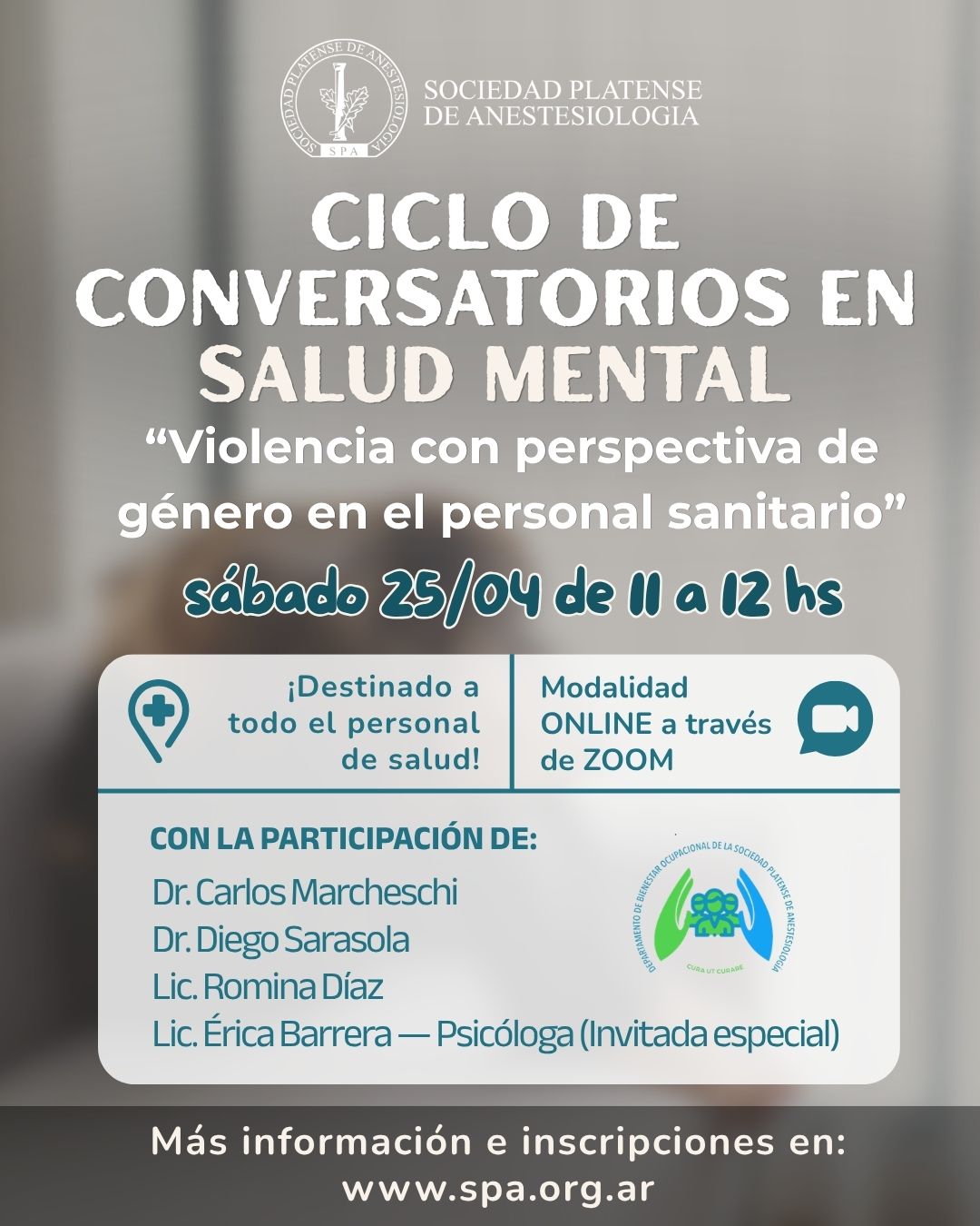Ciclo de Conversatorios en Salud Mental: Violencia con perspectiva de género en el personal sanitario