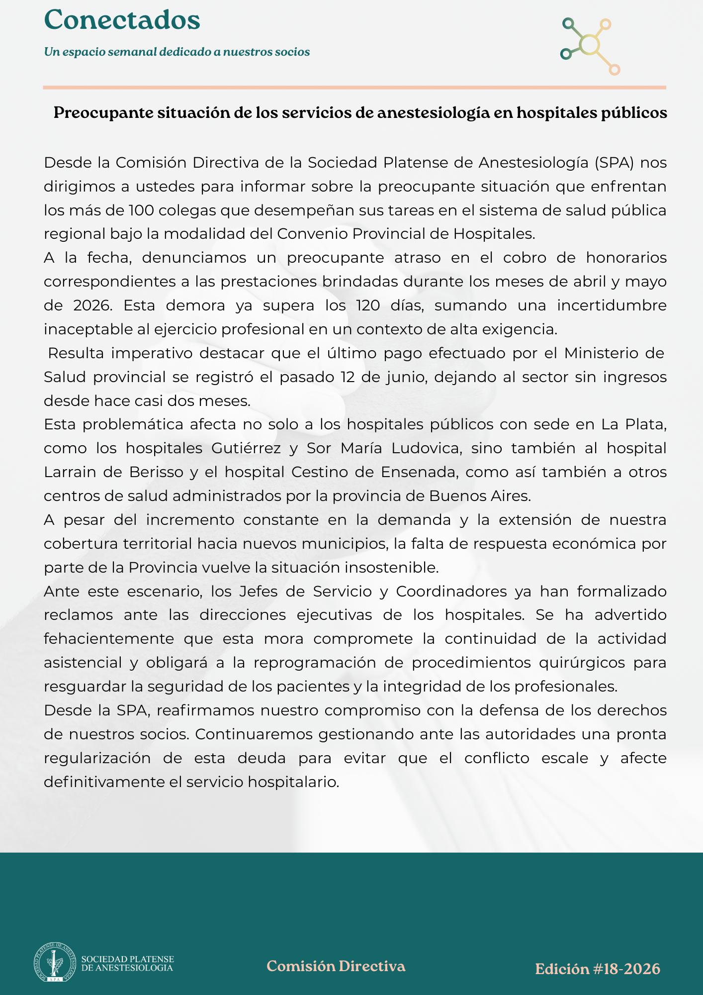 Conectados#18: Preocupante situación de los servicios de anestesiología en hospitales públicos